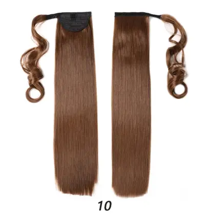 Hot selling straight long wrap around brazilian black clip in pony tail