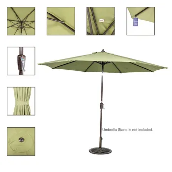Solar-Powered LED Fabric Patio Umbrella with USB Rechargeable Light