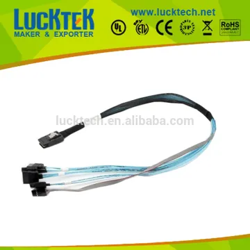 Mini SAS to 4 SATA cable with LED light, 0.5m