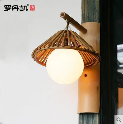 Pastoralism holiday village glass shade natural bamboo wall scone