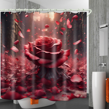 3D waterproof hookless shower curtain