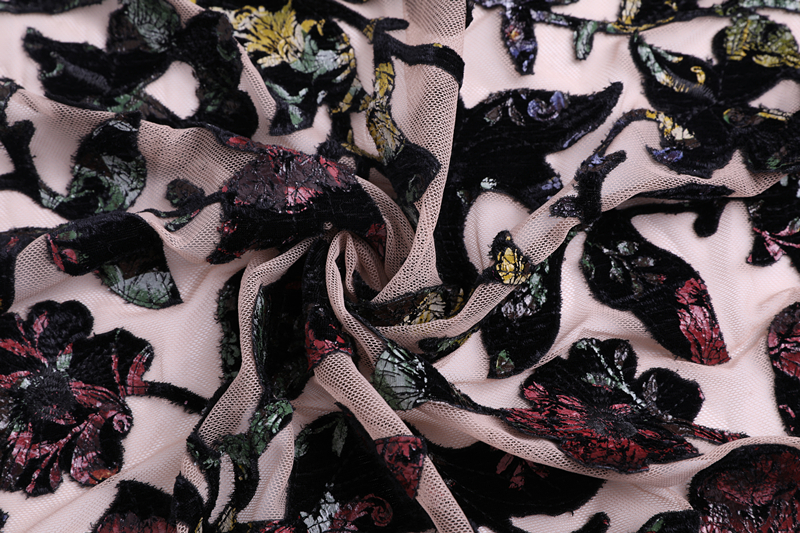 Velvet Laser Cut Embroidery Fabric