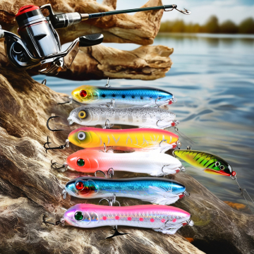 NEWMAJOR Floating Pencil False Bait 10cm/16.2g Fishing Lure with Feather Hooks