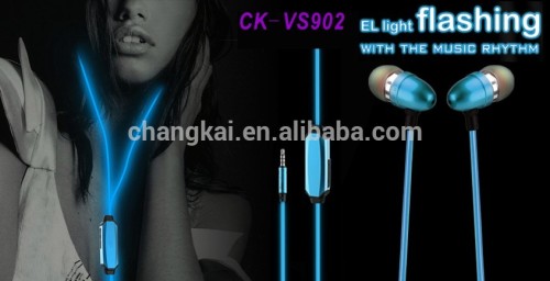 EL wire earphone glowing earphone