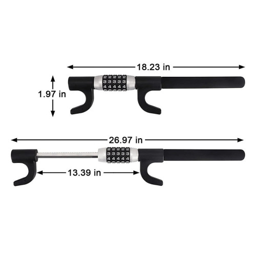 Adjustable retractable steering wheel combination lock