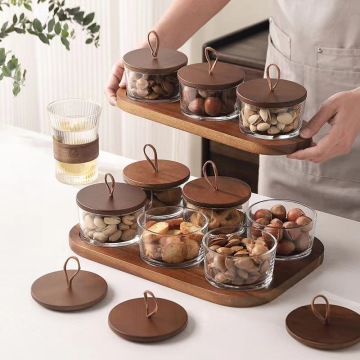 Glass Jar Set with Wooden Lid for Handmade Candy and Snacks