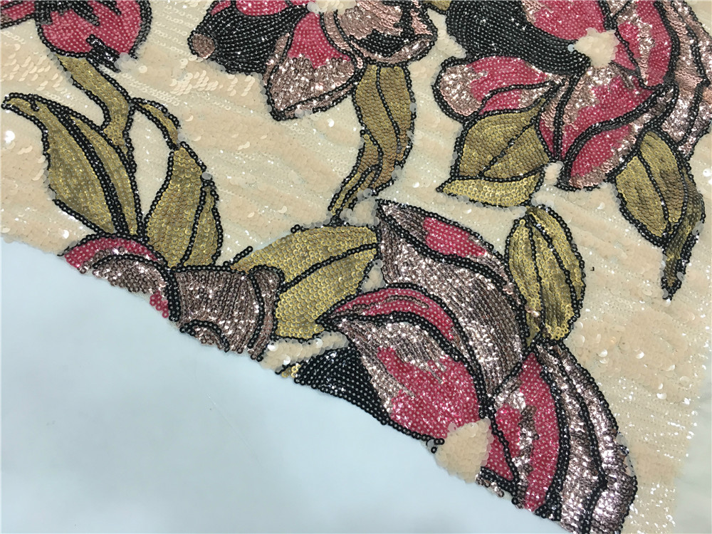 Multicol Flower Sequin Embroidery Fabric