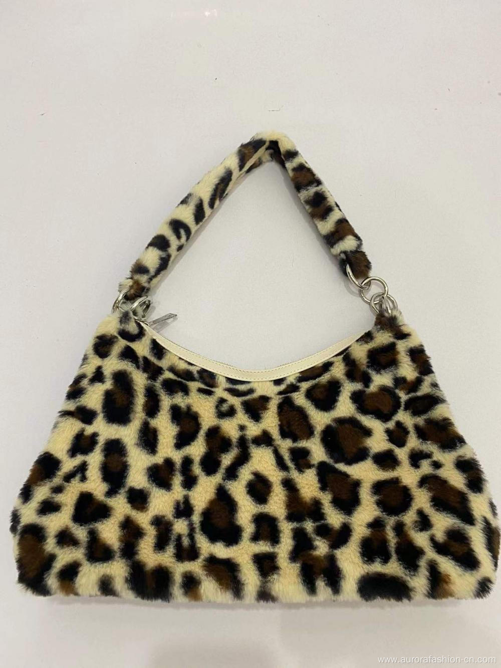 Brown and Black Leopard Pattern Shoulder Bags