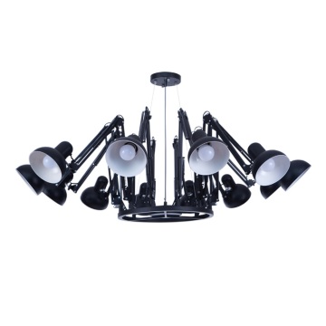 Contemporary Retro Black Iron 16-Arm Spider Light Chandelier for Hotels and Homes