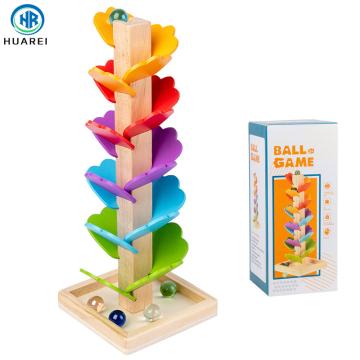 Shantou Rainbow Cascade Wooden Marble Run Toy Sorting and Stacking Race for Kids