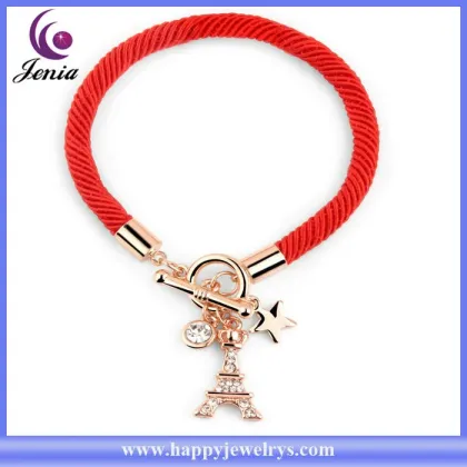 New exclusive Eiffel Tower charm bracelet red rope chain wholesale brand bracelet ( YWH5067)