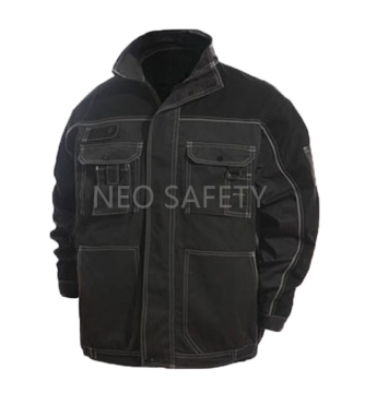 2021 Heated Black Poly Cotton Winter Work Jacket&Pants