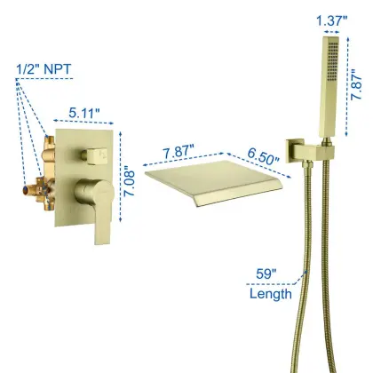 Bathtub Wall-Mounted Mixer Faucet Set