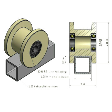 Cancello scorrevole a sbalzo industriale resistente con pulegge di plastica in nylon H e ruote