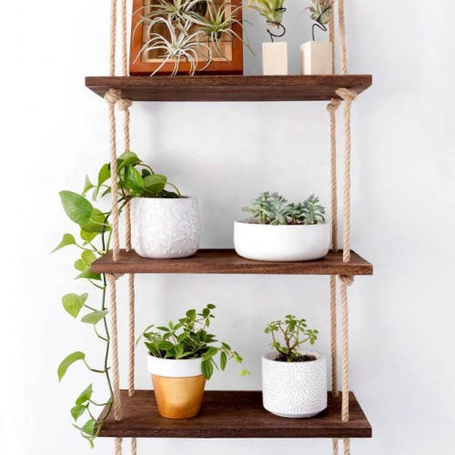 Flower Shelf Wooden 3-tier Hanging Wall Flower Rack Factory