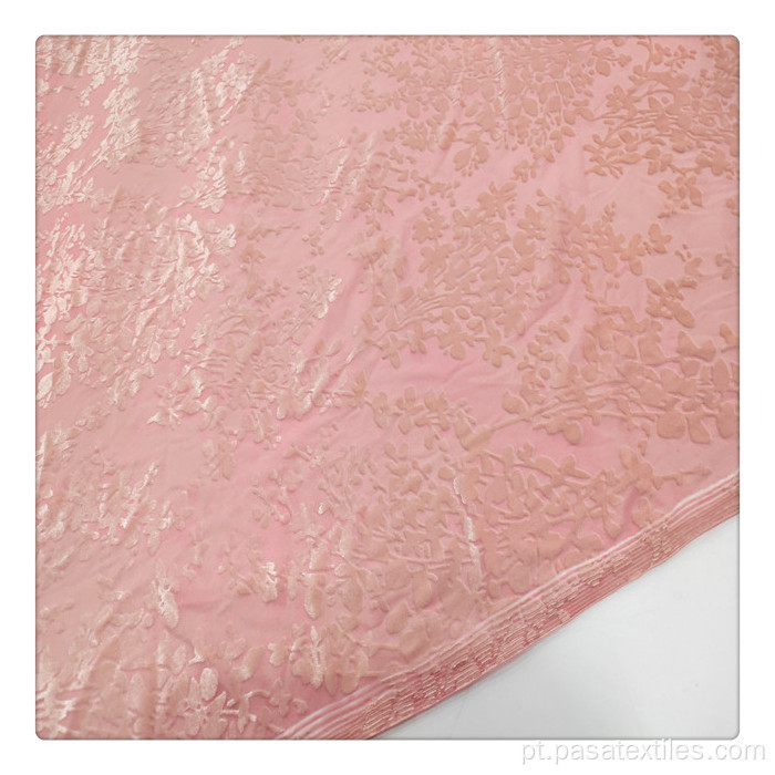 Flower Burnout Cor-de-rosa Seda de Veludo Tecido Alta-Graia Esmagado Tecido De Veludo Personalizado Tecido De Burnout