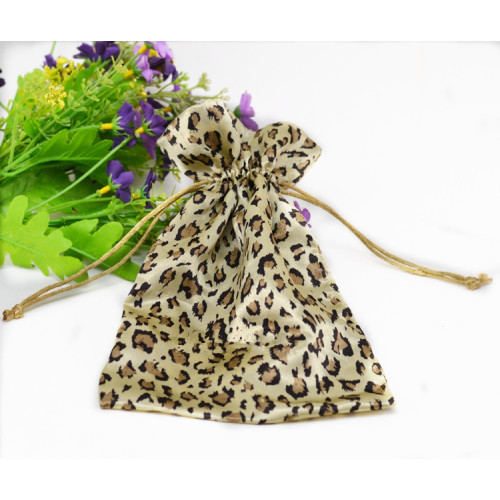 gorgeous leopard print favour satin bag pouch