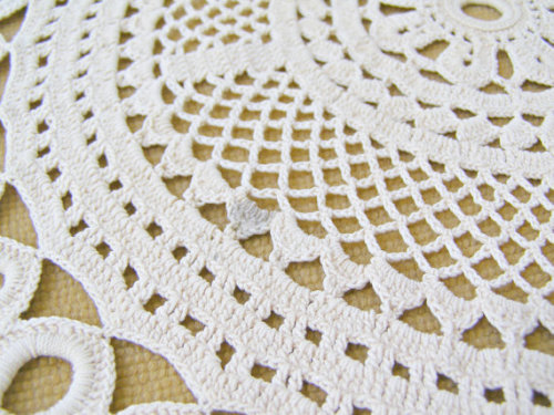 Vintage Crochet taplak meja putih Sampul Round Table