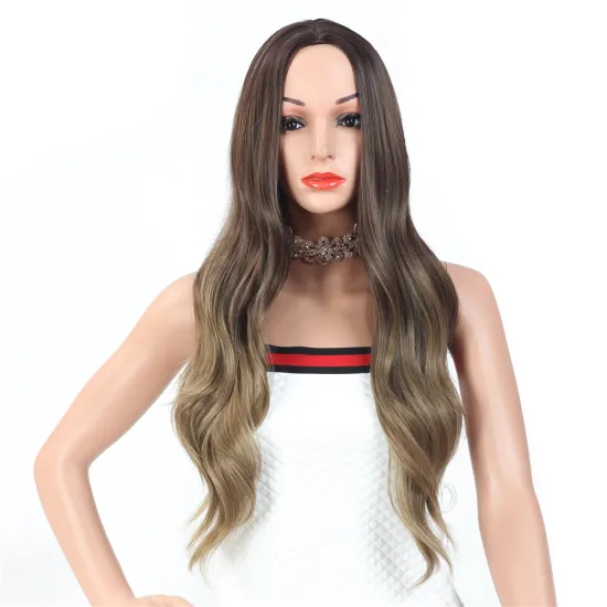 Wholesale 26 inches Long Body Wave Synthetic Wig For Women High Temperature Heat Resistant Synthetic Fiber Hair