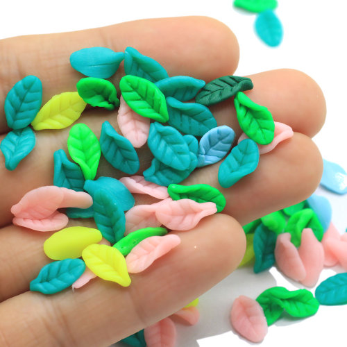 100pcs Multi Colors Tree Leaf Polymer Clay Bead Cute Kawaii Leaves Diy Decoration Slime Filler