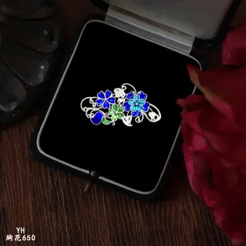 Enamel Garden Silver Brooch