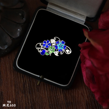 Enamel Garden Silver Brooch
