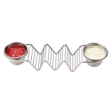Stainless Steel Taco Holder Stand with Sauce Cup - Premium Stylish Design