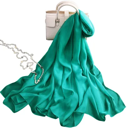 Promotional products pure silk scarf women long scarf shawl green