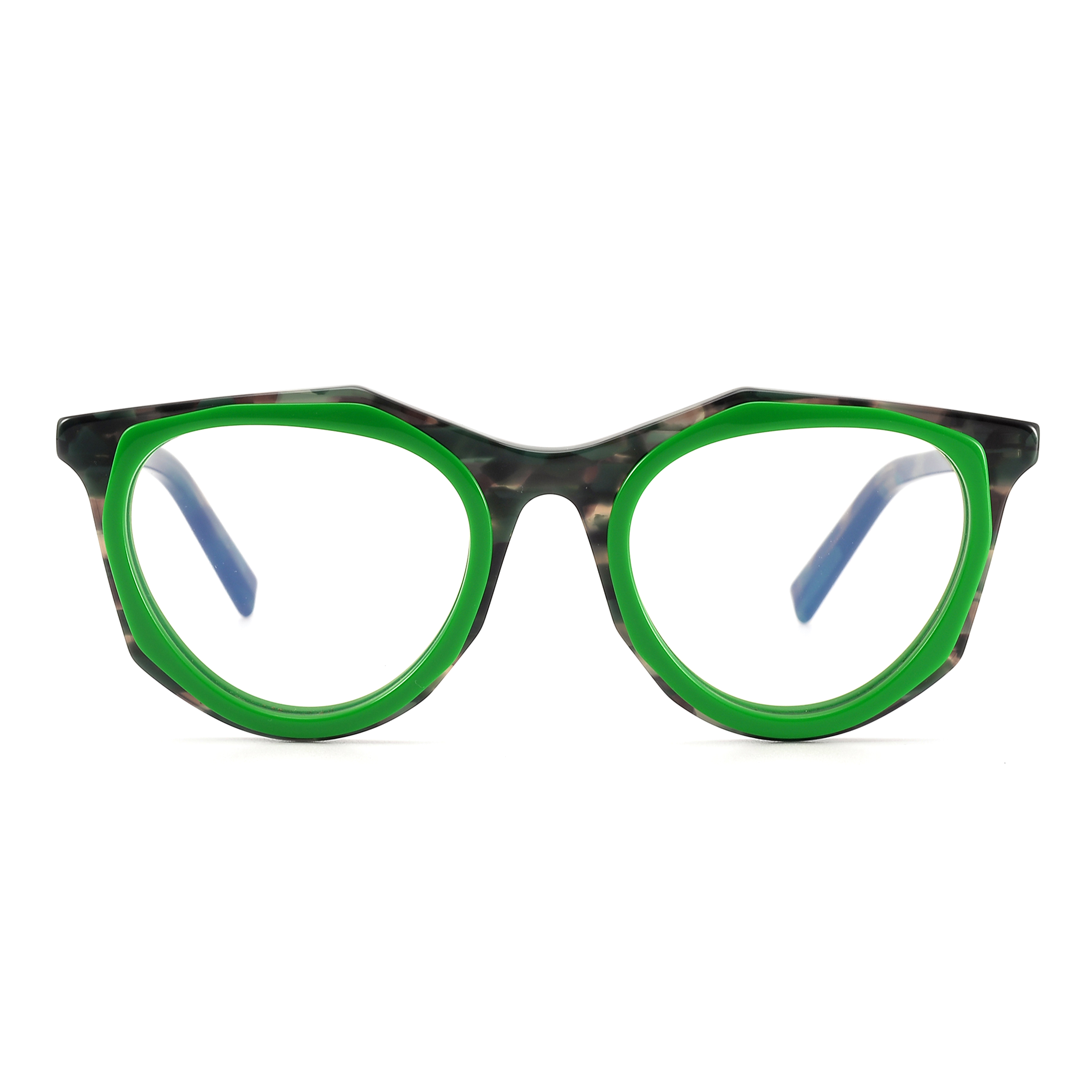 Irregular Lamination Acetate Eyeglasses