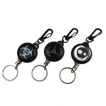 Customize Logo Outdoor Fishing Hunting Retractable Steel Keychain Keyring