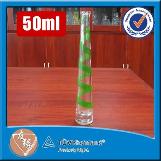 tall and small decaled 50ml glass bottles cork for sanitizer