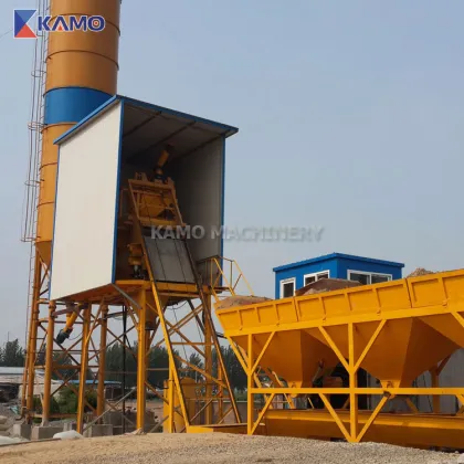 HZS25 Skip Hopper Lifting Cement Readymix Concrete Batching Plant - Small 25m3/h Concrete Mixing Plant