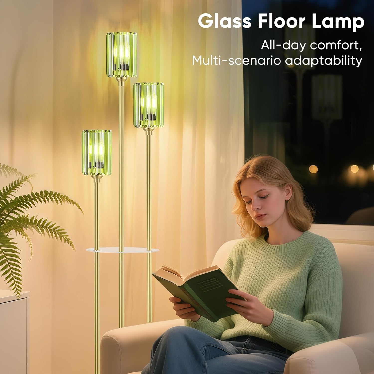 F250913 Floor lamp green crystal glass shade (7)