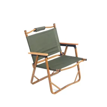 Portable Outdoor Kermit Folding Chair - Wood Grain Aluminum Frame Camping Chair