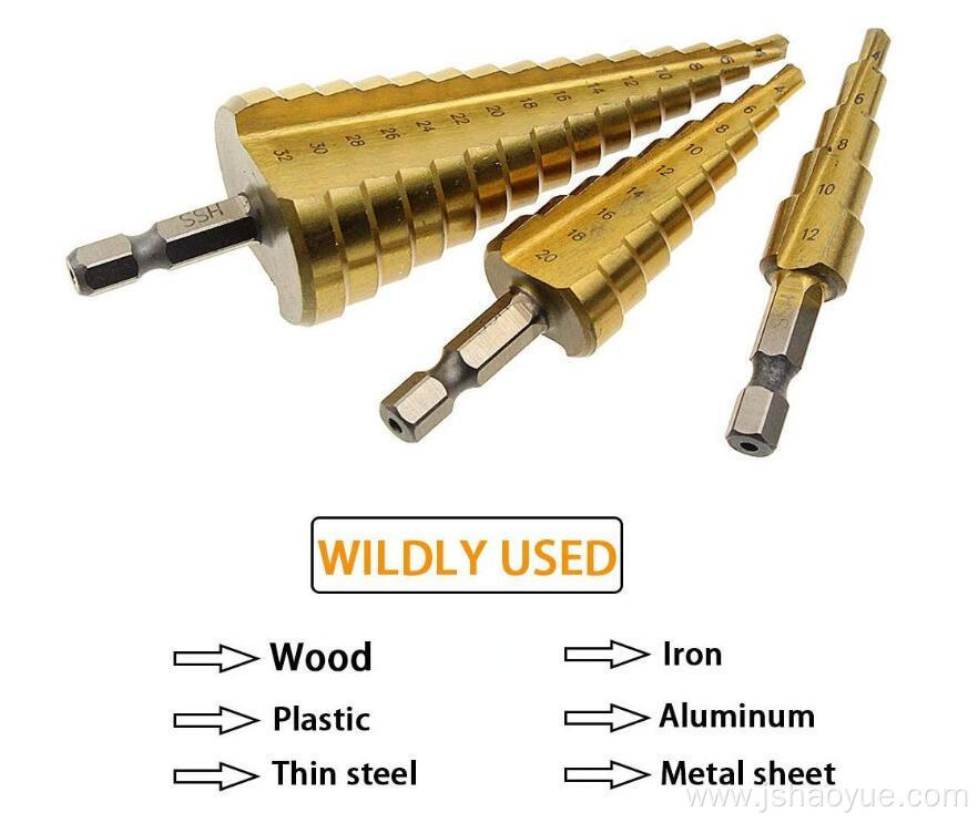 3PCS High-Speed Steel Step Drill Bit Set