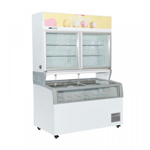 Congelador de caixa de exibição de porta de vidro deslizante comercial