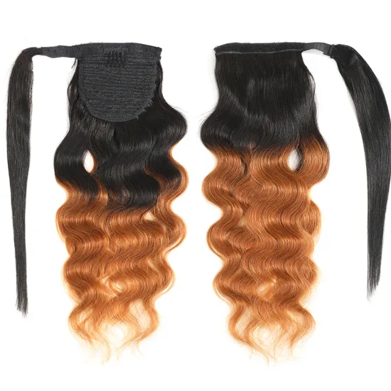 Fast Shipping Wrap Around Ponytail Human Hair Ombre Color 30 99J Body wave Virgin Brazilian Human Hair Ponytails