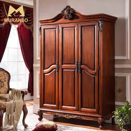 American Antique Solid Wood Luxury Bedroom Closet Wardrobe