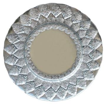 Yunzhifan Irregular 33 cm Lace Glass Tray - Western Dinner Plate with White Gold Rim