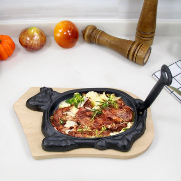 2022 Trendy Cow-Shaped Cast Iron Sizzler Plate: Perfect for Fajitas and More