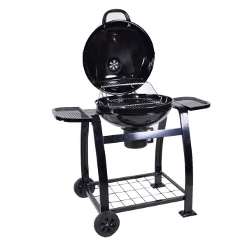 Hot Sales Outdoor Black Trolley with two side table Portable charcoal barbecue grill