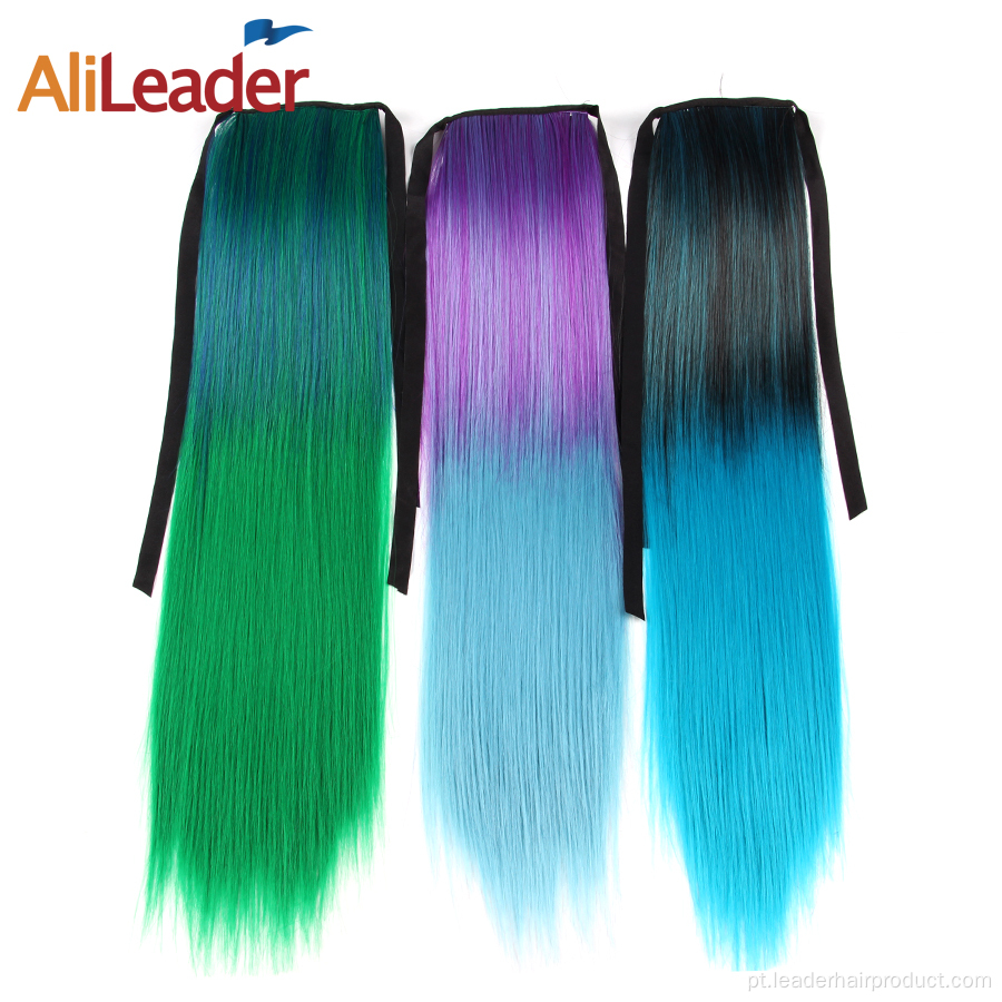 Aplique extensão de cabelo para cabelo com cordão sintético Ombre com cordão e rabo de cavalo