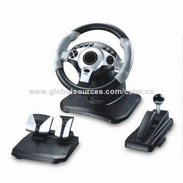 Video Game Steering Wheel for Sony's PS2/PS3/USB with Traction Control and Steering Angle