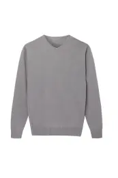 Men's Knitted Essential Wool/Acrylic V-neck Pullover