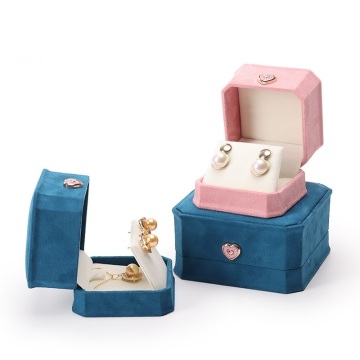 Custom High-End Velvet Jewelry Boxes - Pink and Blue Gift Sets for Earrings and Rings