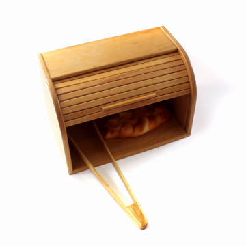 large rubber wooden bread bin box storage with bamboo