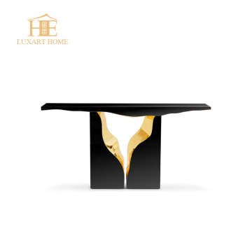 Moderner schwarzes Gold Edelstahlkonsole Tisch für Luxus Hotel Lobby Design