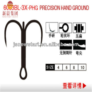 ( 6063BL-3X-PHG PRECISION HAND GROUND) high carbon steel triangular teeth fishing hook