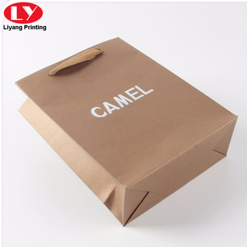 Brown Fancy Paper Apparel Bag with Foil Logo