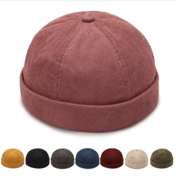 Retro Hip Hop Corduroy Melon Skin Dome Hat for Women